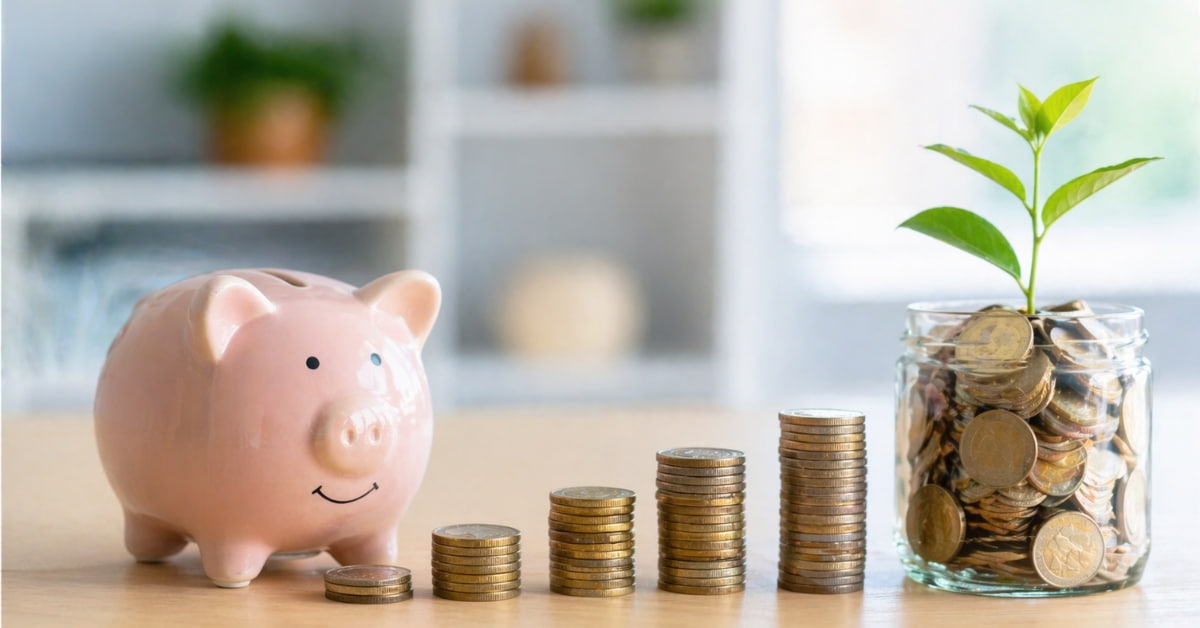 Alcancía con monedas simbolizando ahorro a largo plazo