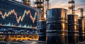 Barriles de petróleo y gráficos de mercado energético