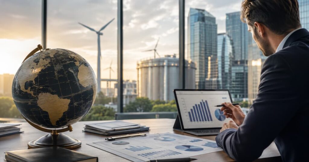 Flujos semanales hacia ETFs globales de energía y financieras en Europa.