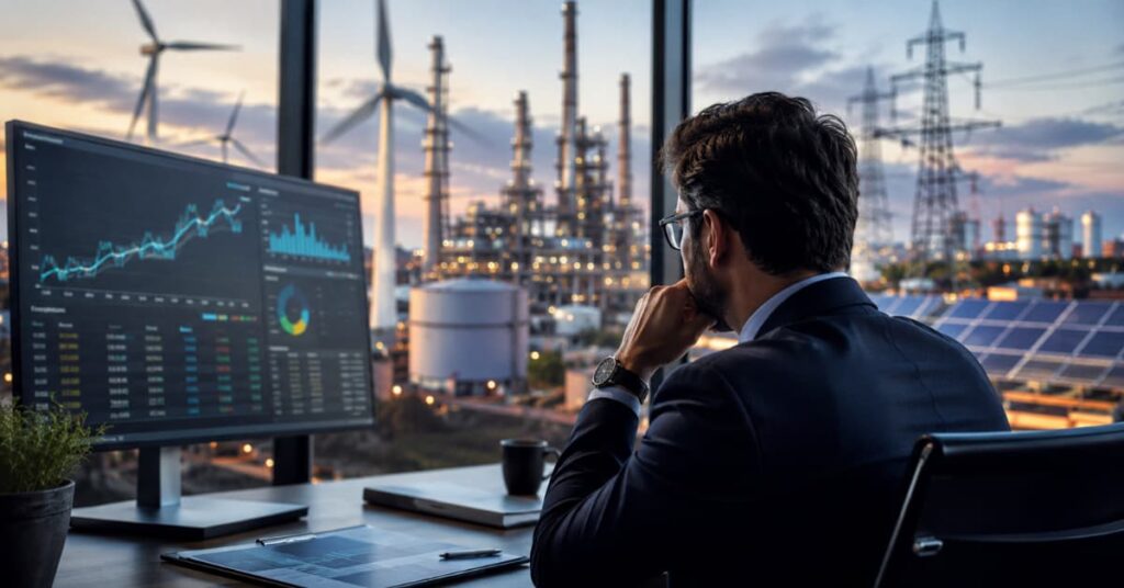Inversor revisando flujos hacia ETFs europeos de energía