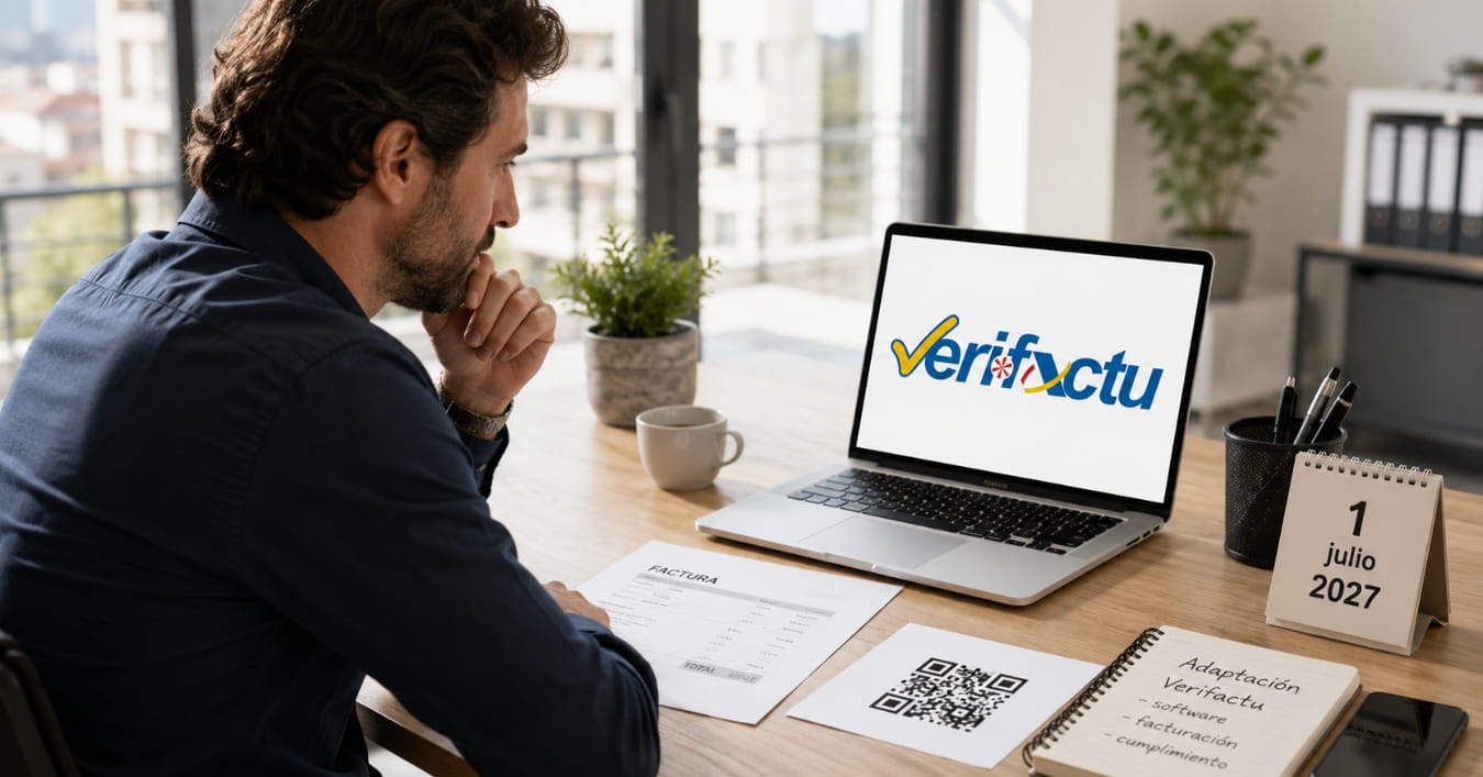 Un autónomo revisa su software de facturación ante el nuevo calendario de VeriFactu