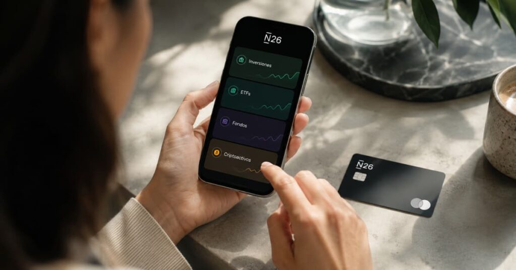 App de N26 con inversiones ETFs fondos y criptoactivos