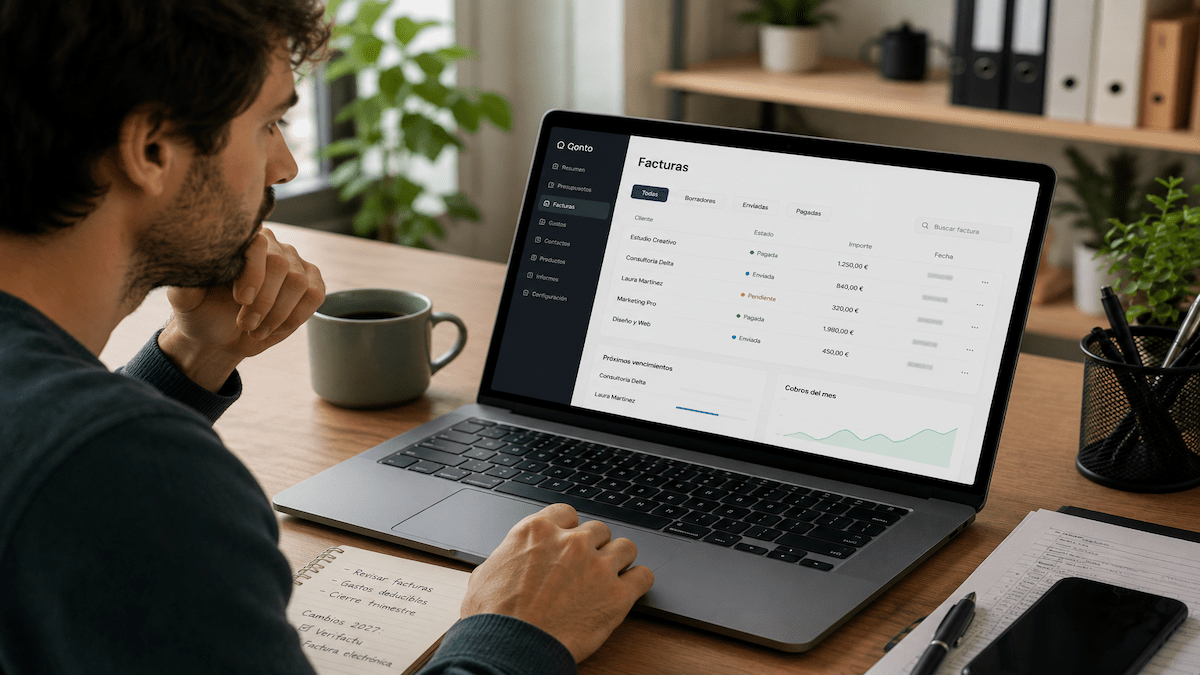 Autónomo revisando su software de facturación antes de 2027