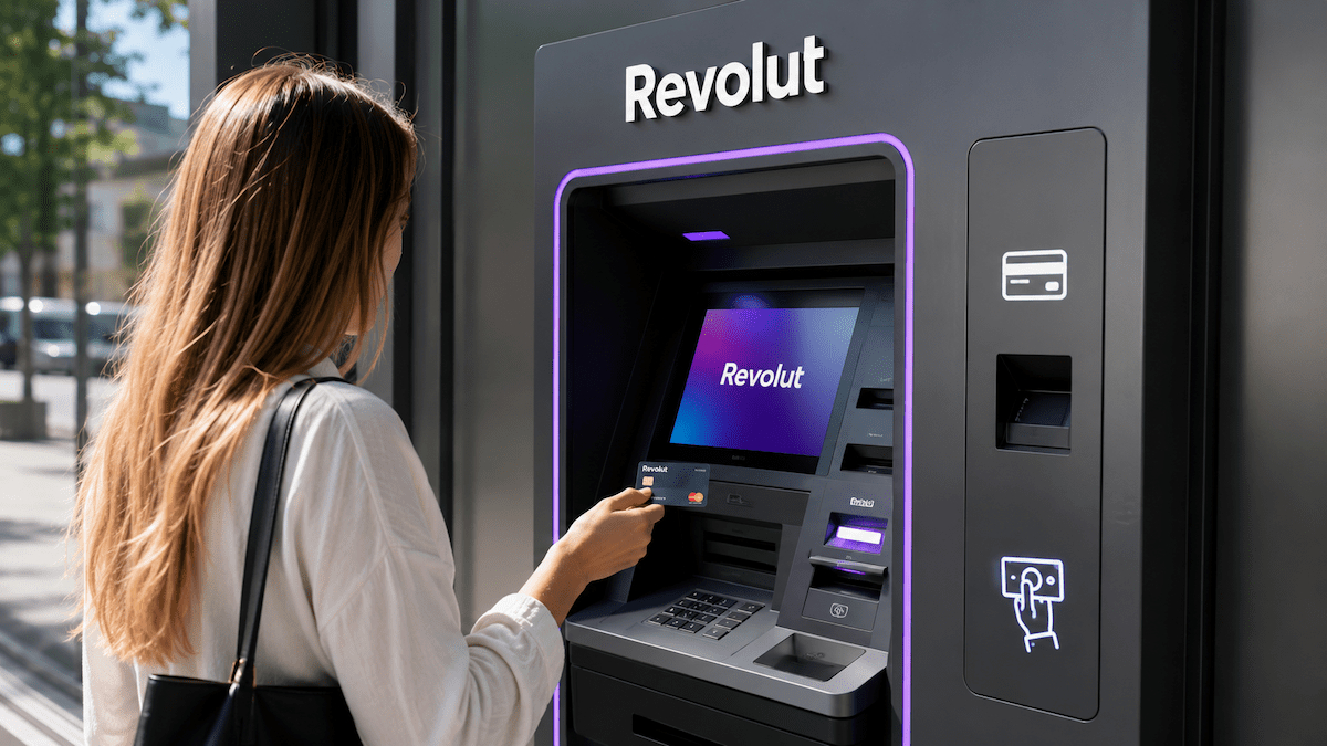 Cajero de Revolut en España para retirada de efectivo y entrega de tarjetas
