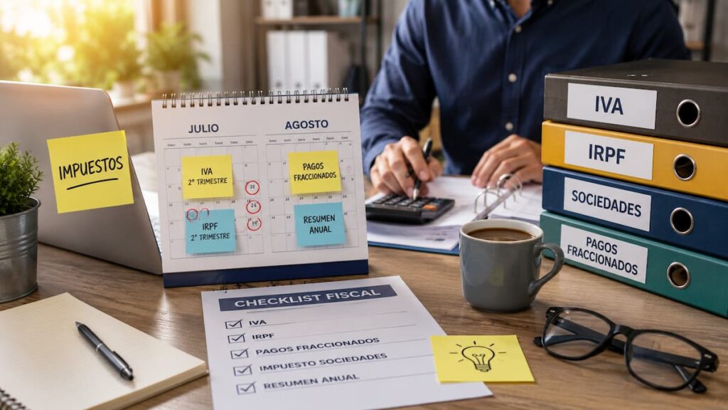 Calendario fiscal de julio y agosto para autónomos y pymes