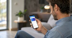 Cliente revisando la Cuenta Online Sabadell desde el móvil