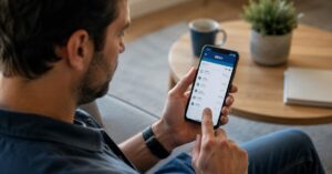 Cliente revisando las comisiones de su cuenta BBVA en la app