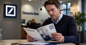 Cliente revisando las condiciones de una cuenta nómina bancaria en Deutsche Bank