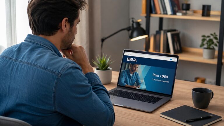 Cliente revisando las condiciones vigentes del Plan 1.060 de BBVA.