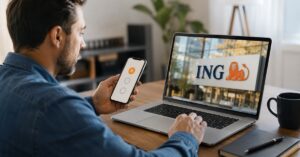 Cliente revisando los canales oficiales de atención de ING