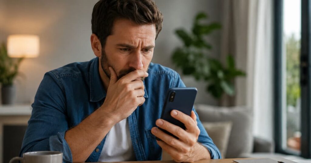 Cliente revisando movimientos sospechosos en la app bancaria