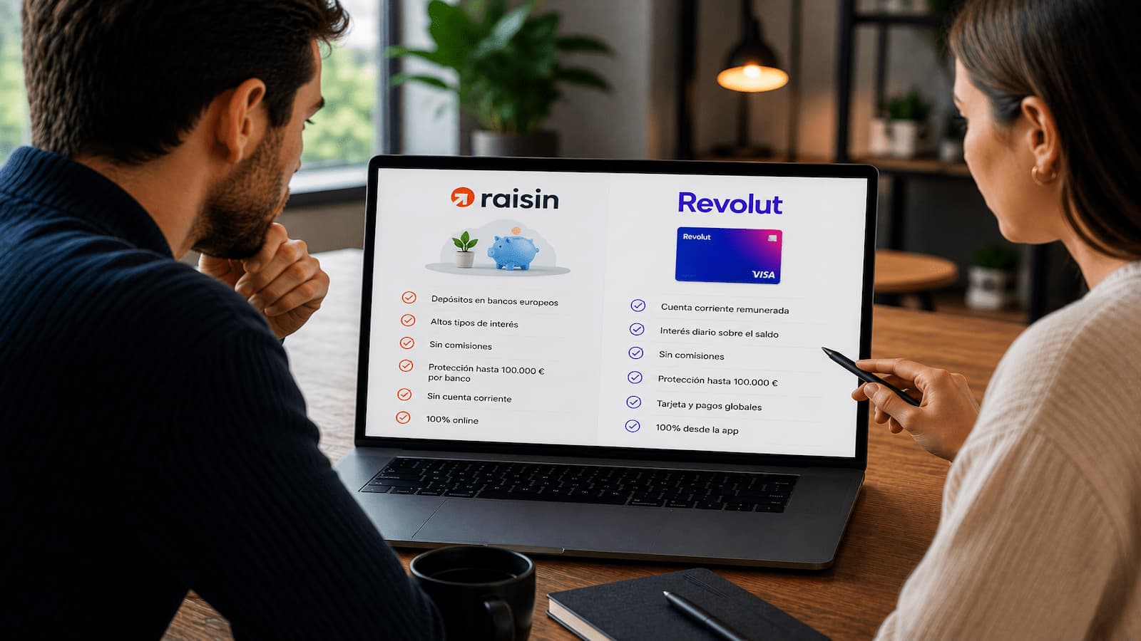 Comparación de ahorro digital entre Raisin y Revolut en julio