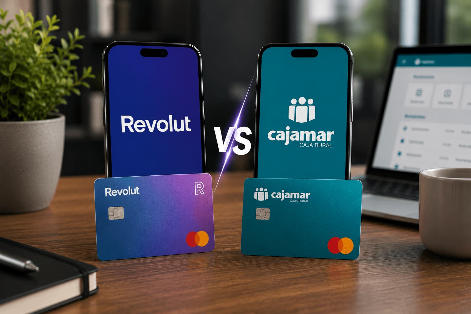 Comparativa de Revolut y Cajamar para clientes bancarios en España.