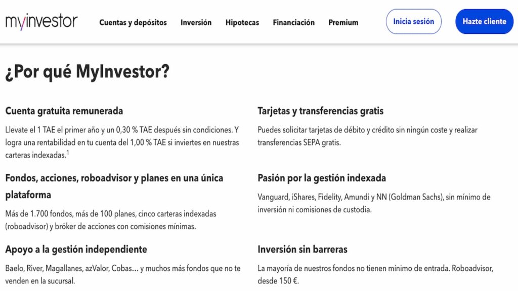 Cuebnta MyInvestor con 25€ de bono