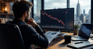 Inversor revisando ETFs del Nasdaq 100 tras la caída del mercado