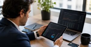 Inversor revisando ETFs disponibles en CaixaBank