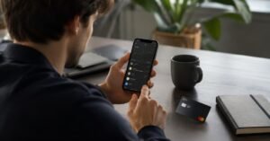 Inversor revisando ETFs en la app de N26 antes de comprar.