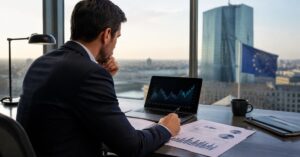 Inversor revisando ETFs monetarios antes de la reunión del BCE