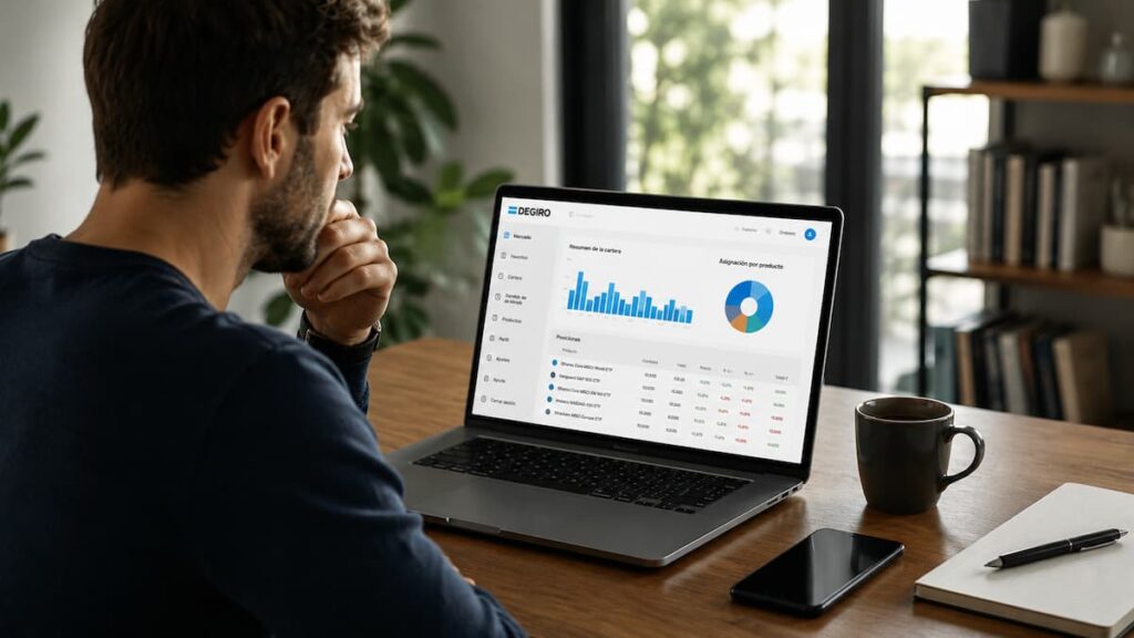 Inversor revisando costes de ETFs en DEGIRO