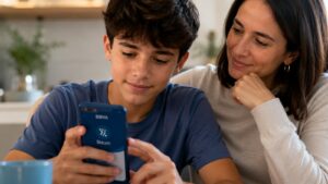 Menor usando Bizum en la app del BBVA bajo supervisión familiar