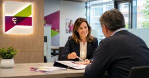 Oficina de Laboral Kutxa con información sobre depósitos y ahorro
