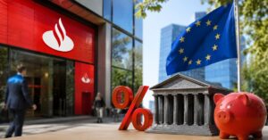 Oficina de Santander con referencia a depósitos y subida de tipos del BCE