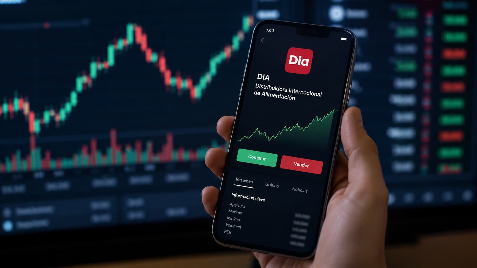 Acciones de DIA en pantalla de inversión