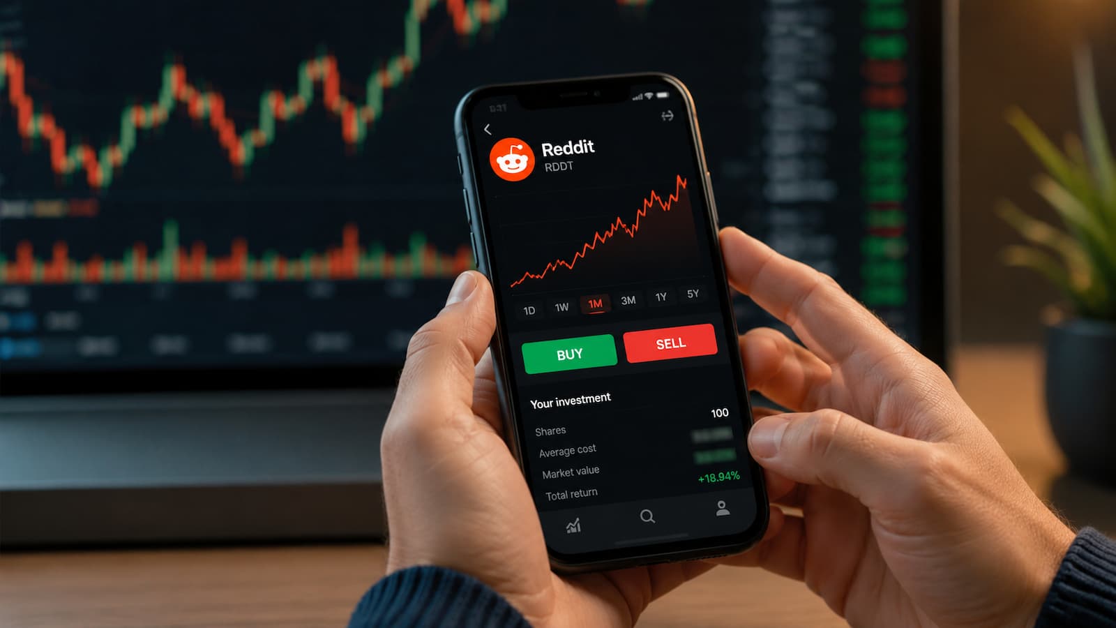 Acciones de Reddit en una plataforma de inversión