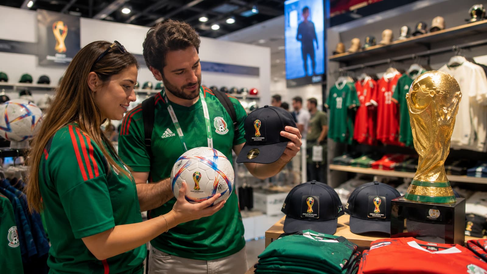 Aficionados compran productos oficiales durante el Mundial 2026