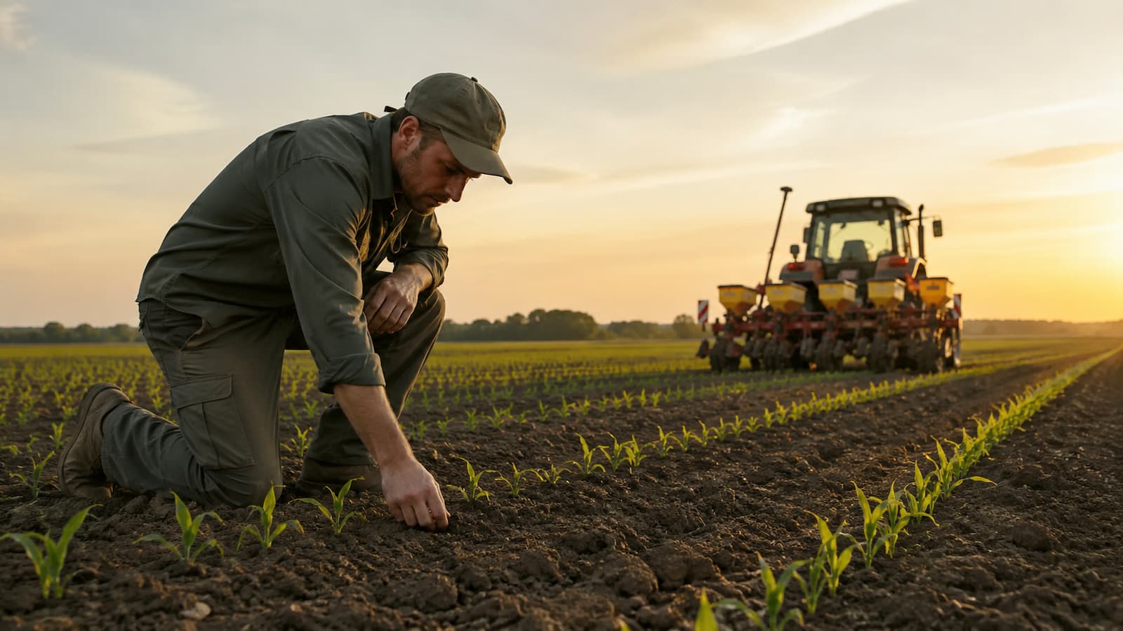 Agricultor preparando un cultivo ante el aumento del coste de los fertilizantes.