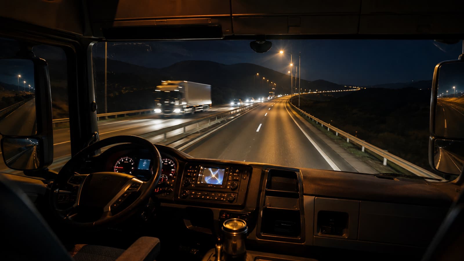 Así es conducir un camión de noche en España