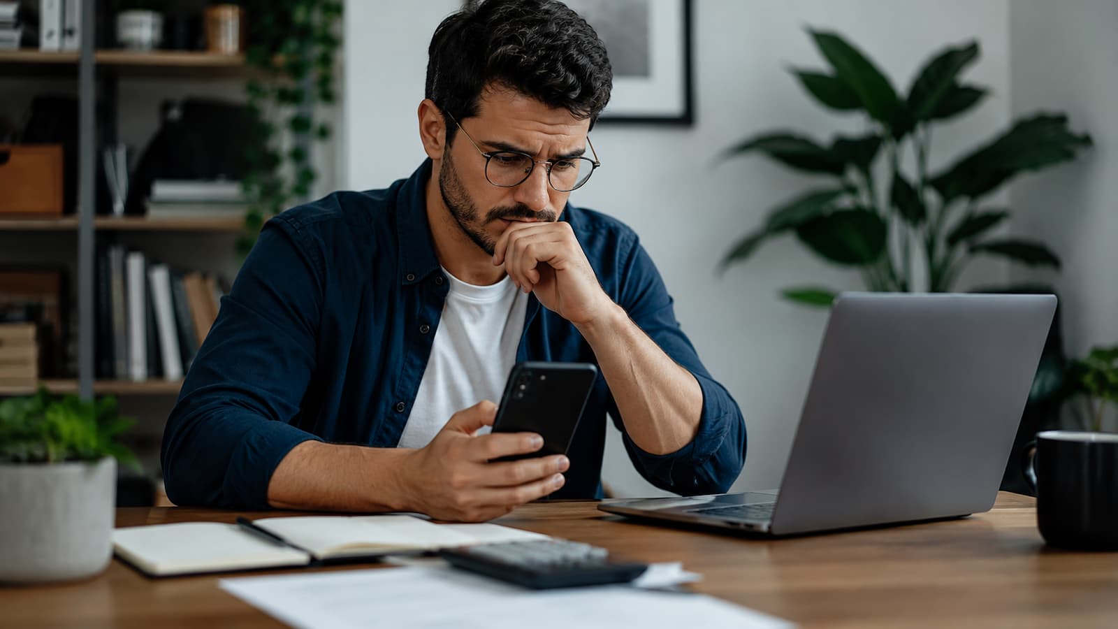 Autónomo revisando los costes de su cuenta Revolut Business antes de cambiar de plan