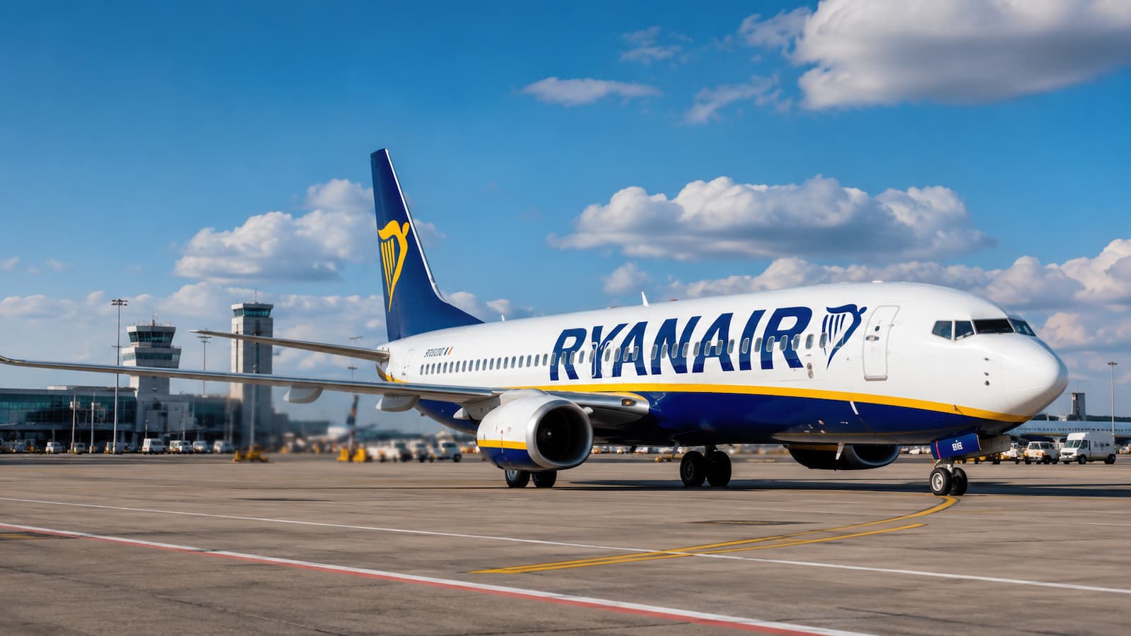 Avión de Ryanair en pista durante una jornada de vuelos europeos