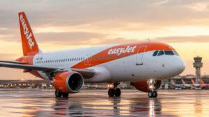 Avión de easyJet en pista la oferta de Apollo abre dudas sobre rutas y precios.