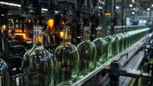 Botellas de vidrio en una fábrica O I Glass cae tras la rebaja de BofA.