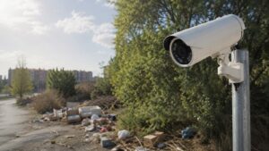 Cámaras de vigilancia instaladas en Alcorcón para detectar vertidos ilegales en puntos sensibles del municipio.