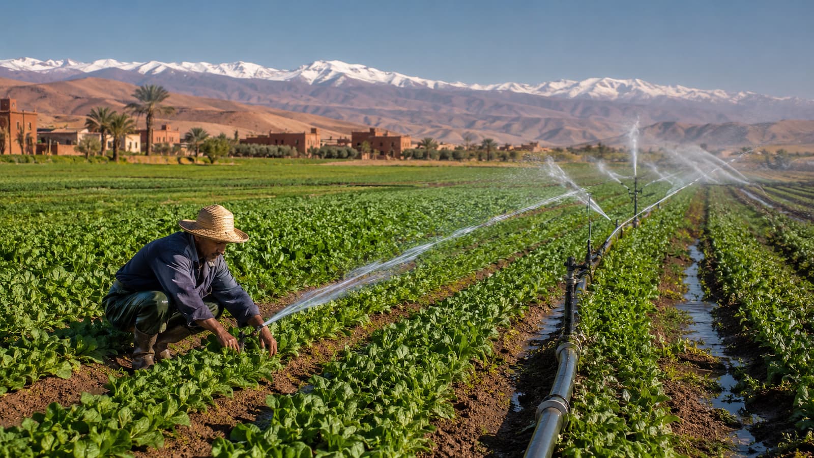 Campos de cultivo en Marruecos donde el agua se ha convertido en una pieza clave para proteger la producción agrícola.