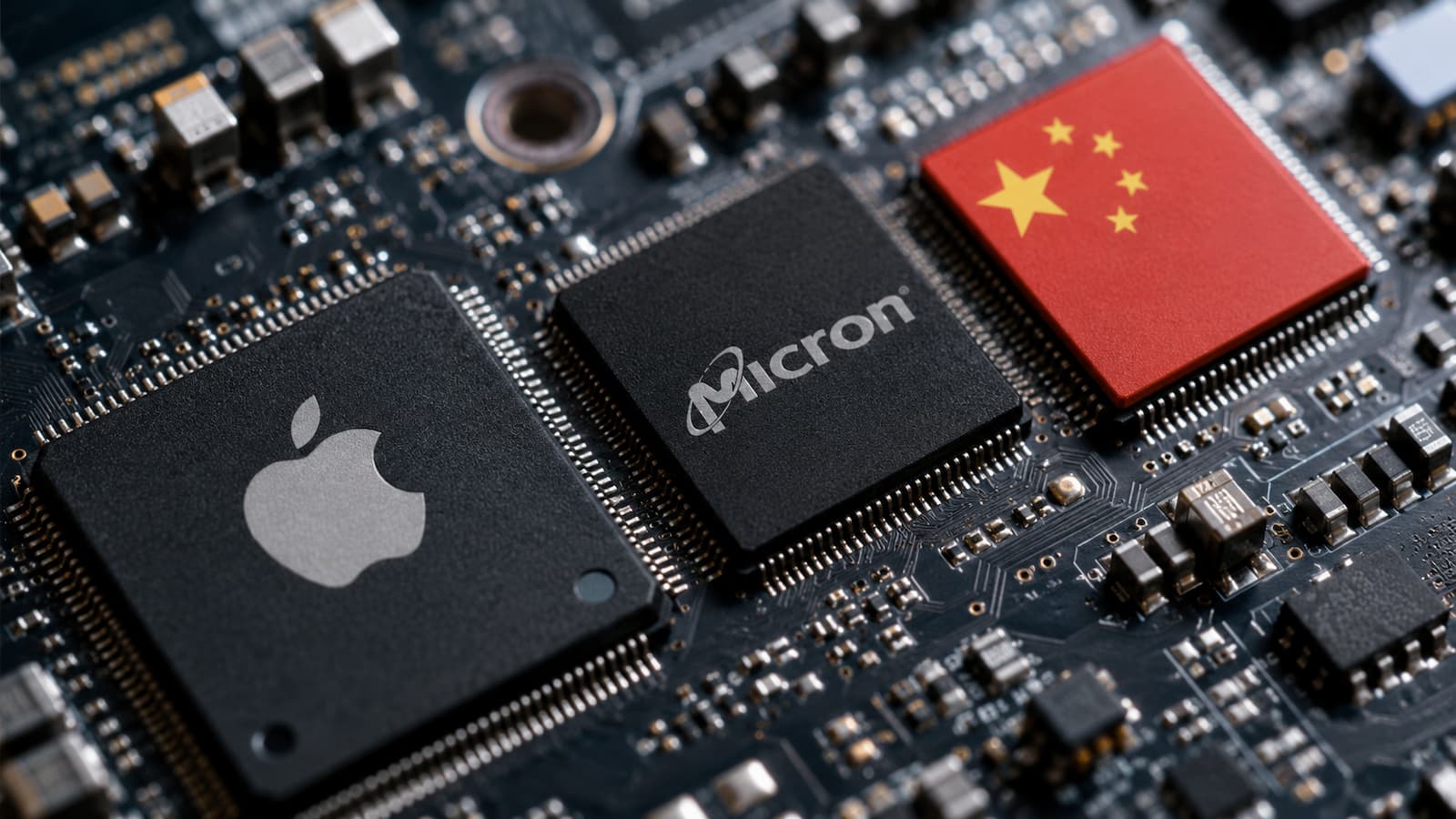 Chips de memoria en una placa el pulso entre Apple China y Micron.