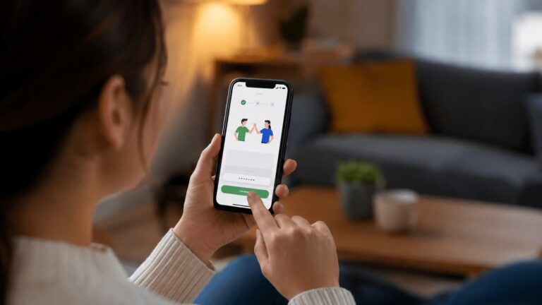 Cliente usando la app bancaria para activar un código del Plan Amigo.