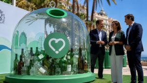 Contenedor transparente de vidrio presentado en Alicante por Ayuntamiento y Ecovidrio.