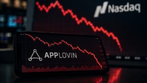 Cotización de AppLovin tras una fuerte caída en el Nasdaq.