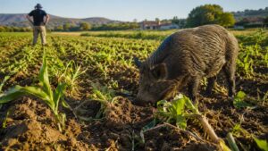 Cultivos en la Comarca de Las Vegas afectada por la presión del jabalí.