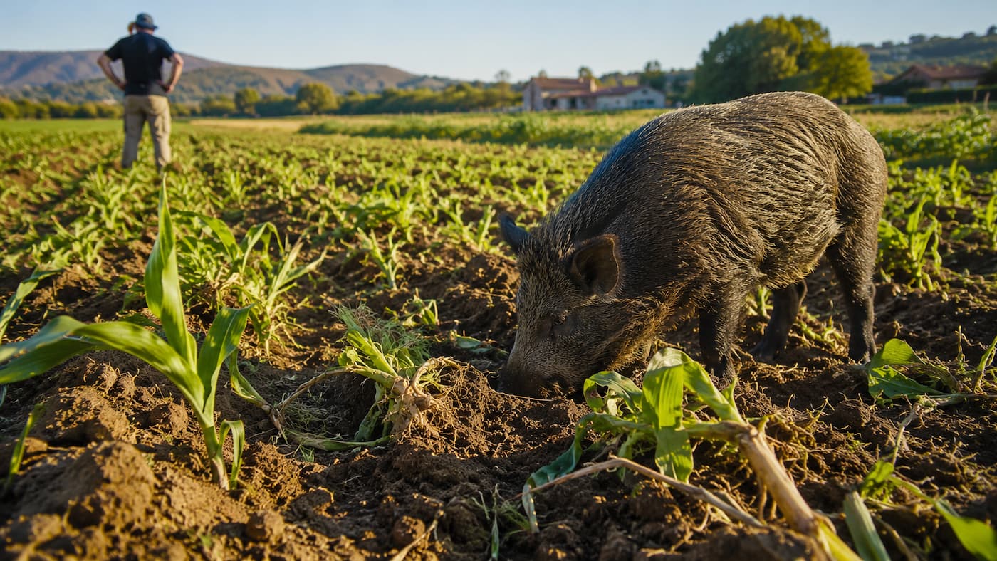 Cultivos en la Comarca de Las Vegas afectada por la presión del jabalí.