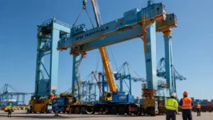 Desmantelamiento de una grúa RTG en la terminal de APM Terminals Algeciras