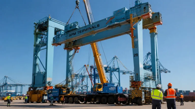 Desmantelamiento de una grúa RTG en la terminal de APM Terminals Algeciras