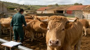 Ganado en una explotación de Castilla y León durante una campaña de saneamiento ganadero un trámite clave para poder mover animales y mantener la actividad económica.