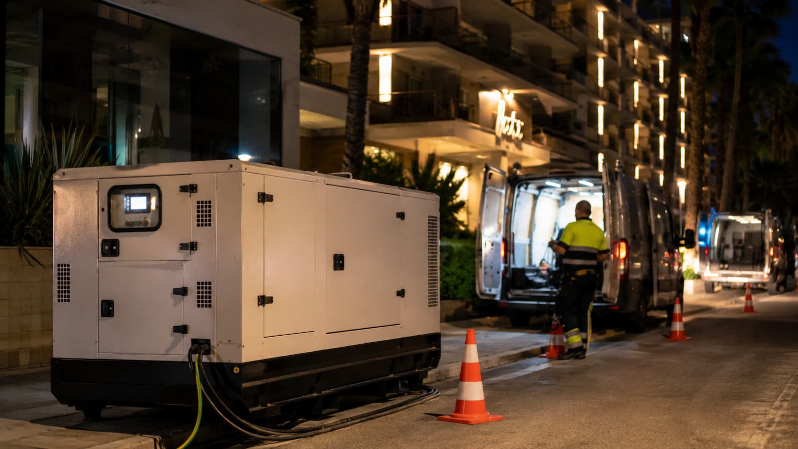 Generadores y trabajos técnicos tras los cortes de luz en Playa de Palma