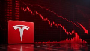 Gráfico de Tesla en bolsa tras su caída técnica y la presión vendedora.