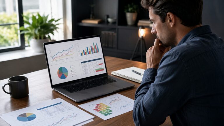 Inversor comparando ETFs costes índices y riesgos antes de decidir