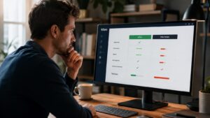 Inversor comparando costes antes de comprar acciones en eToro.